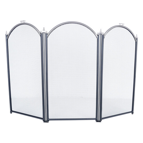 Экран каминный C03011АSК (3 секции, 60х95см, черный/серебро)-1