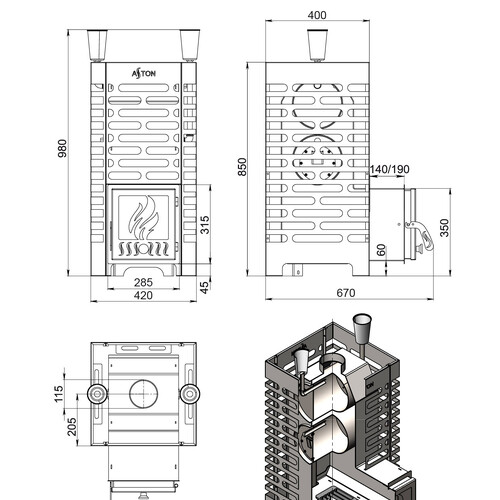 Печь для бани ASTON 20-6
