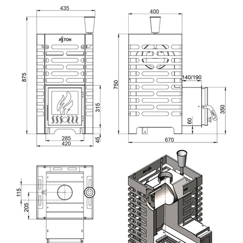 Печь для бани ASTON 16 INOX-8