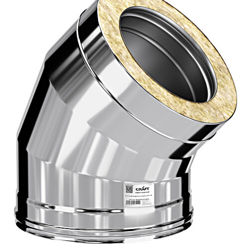 Колено Craft утепленное угол 135° нержавеющее (310/0,8/304/0,5мм) ф120/220, по воде-1