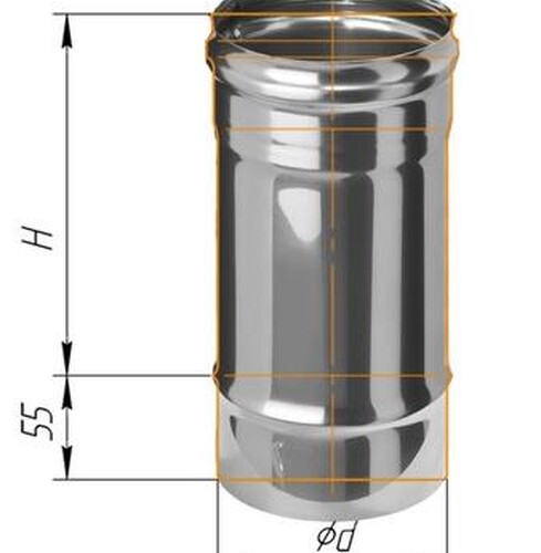 Дымоход Феррум нержавеющий (430/0,5 мм) ф100 L=0,25м-1