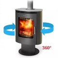Печь-камин ТМФ Визиера черная бронза поворотная 360°-1