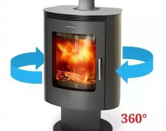Печь-камин ТМФ Визиера черная бронза поворотная 360°