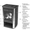 Печь-камин отопительно-варочный ТМФ Яуза-1 антрацит нерж. вставки чугунная плита*-2