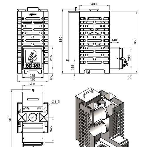 Печь для бани ASTON 20 