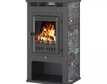 Печь-Камин ASTON 11кВт (180 м3) Ø 150мм (Чугунная дверь) Амфиболит