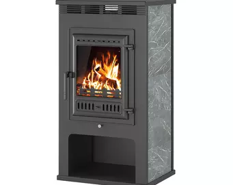 Печь-Камин ASTON 11кВт (180 м3) Ø 150мм (Чугунная дверь) Талькохлорит