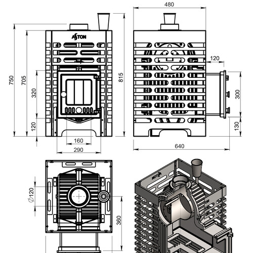 Печь для бани ASTON «Шторм» Small (ДТ-4С)-8