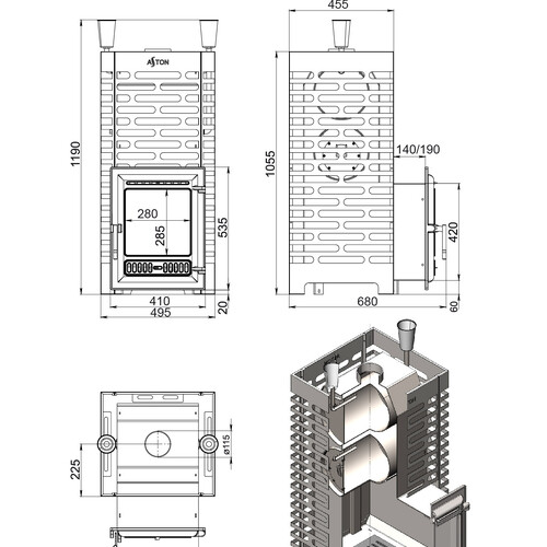 Печь для бани ASTON 30 INOX (320)-4