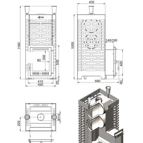 Печь для бани ASTON 30 INOX-6