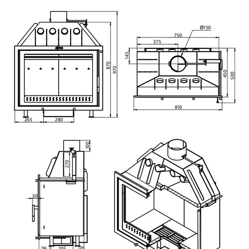 Каминная топка ASTON 800-6
