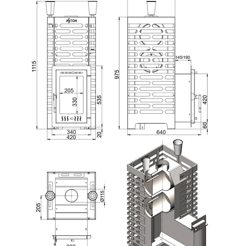 Печь для бани ASTON 24 (310M)-3