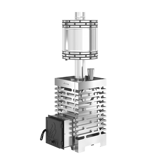 Печь для бани ASTON 16 НЕРЖ. с баком на трубе 50л Ø115 (AISI 439) (круглый)-3