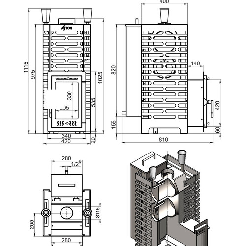 Печь для бани ASTON 24 (310M) АКВА-3