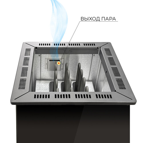 Электрокаменка EVEREST Черный Кристалл с парогенератором 9кВт (Black Crystal Steam S90)-9