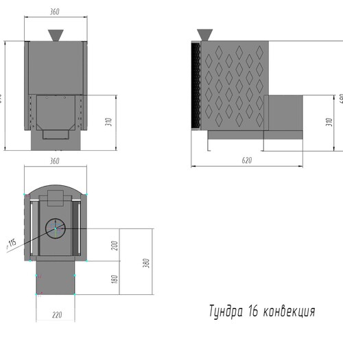 Печь Тундра-16 со стеклом конвекция Закрытая каменка-9