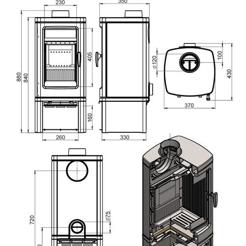 Печь-камин EVEREST H7М-4